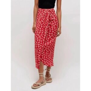 NWT Wild Pony Patterned Maxi Skirt‎ Red Viscose L